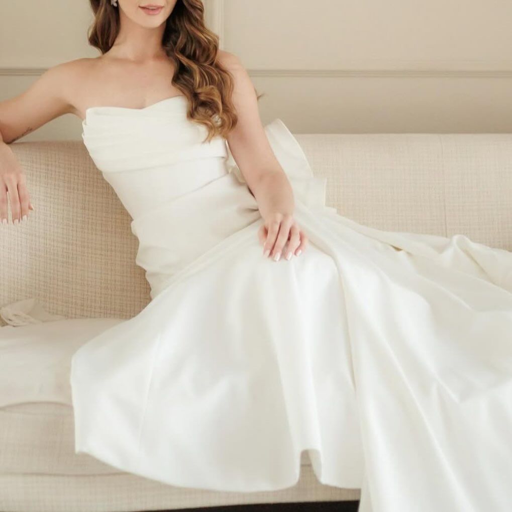 Vestido tomara que caia de crepe